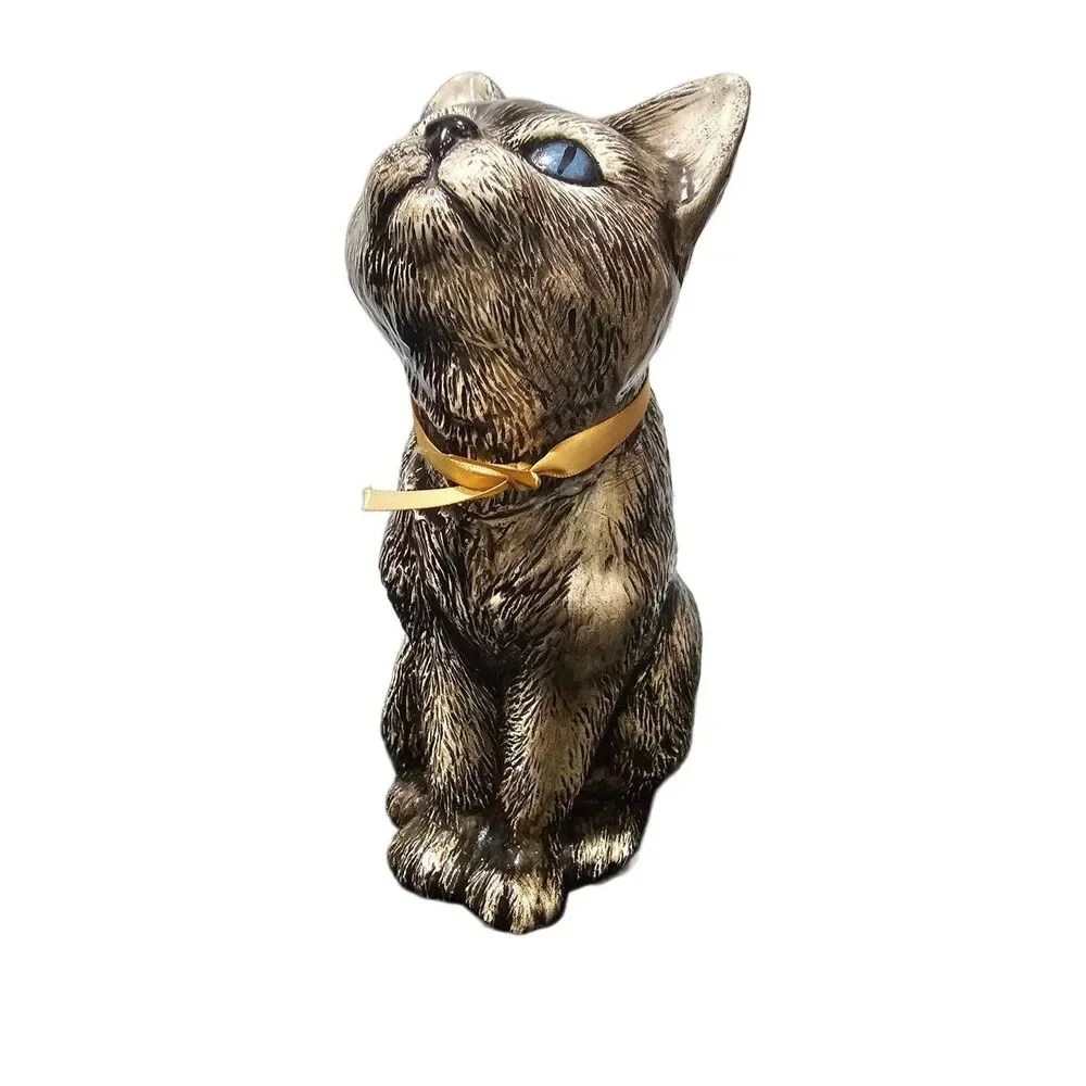 Rare Vintage 1987 9.5 inch cat brown w blue eyes